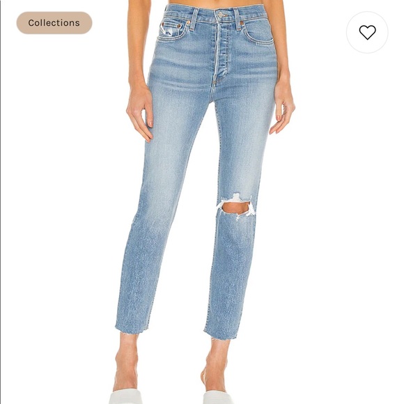 SOLD Re/Done 90s High Rise Ankle Crop in Worn Bright Blue - Picture 1 of 9